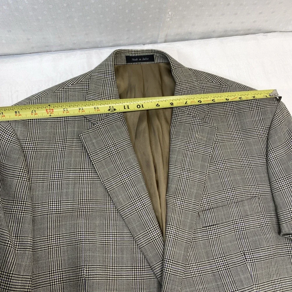 Lauren Ralph Lauren Blazer Men 46R Purple Tan Prince Edward Plaid‎ Silk Wool